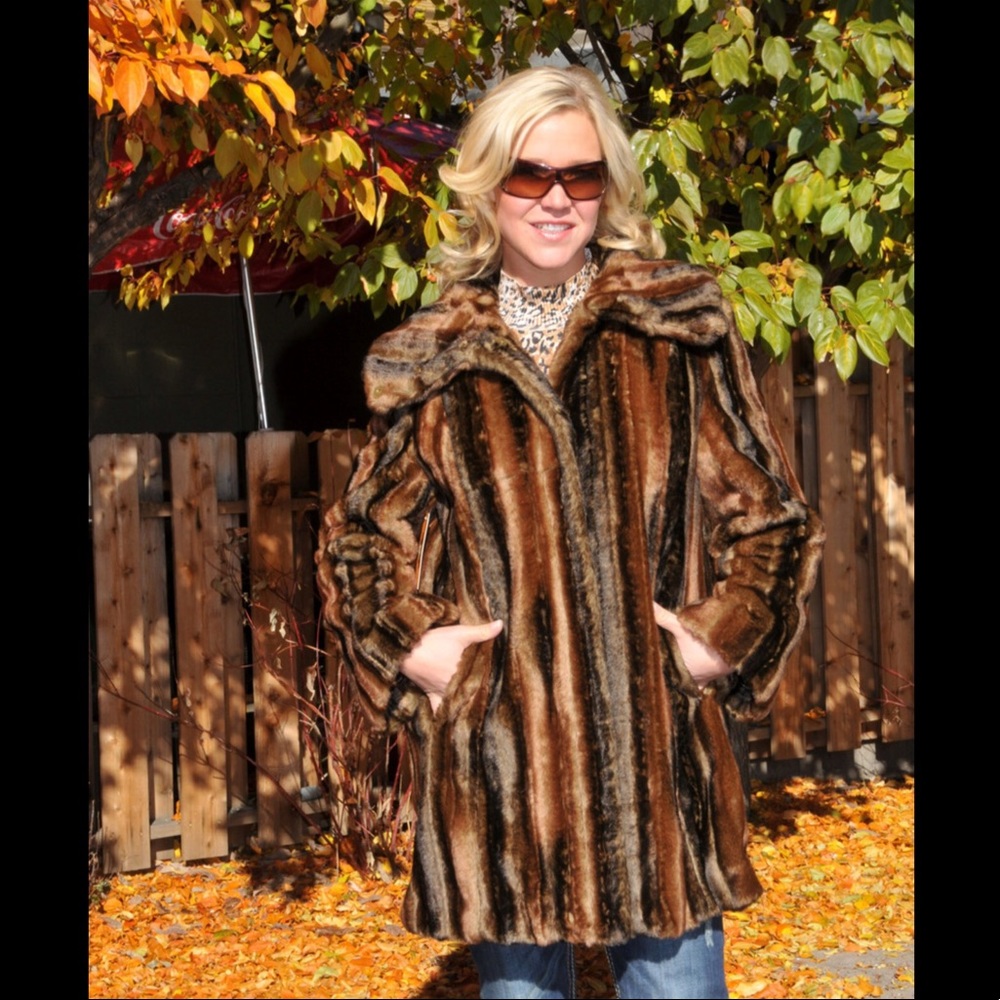 Brown Faux Fir Swing Coat
